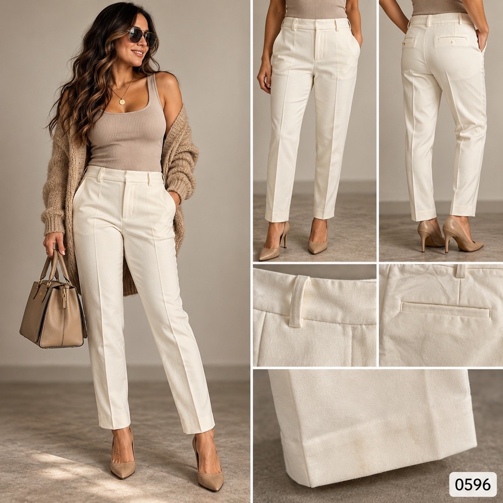 Ann Taylor Ivory Ankle Pants Size 4 Tailored Quiet Luxury Workwear 0596